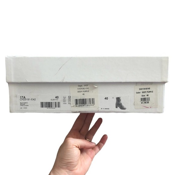 Chloe Calfskin Leather Deep Purple Orson Lace Up Heeled Booties EU 40/US 10 - Picture 12 of 14